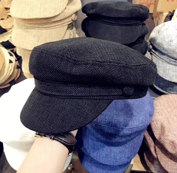 Navy Thin Linen Hat for Women's Fashion