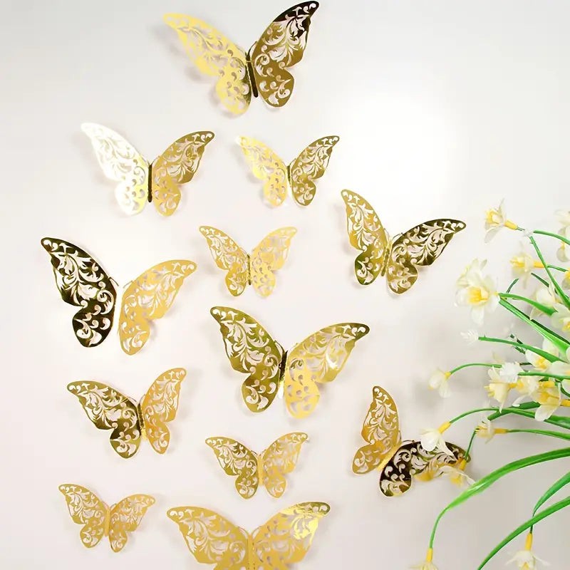 Golden Butterfly Decorations for Cakes and Crafts (72pcs)