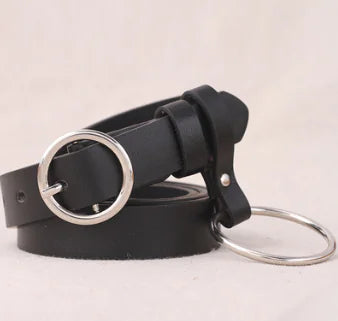 Women's Simple Round Buckle Belt for Jeans Decor