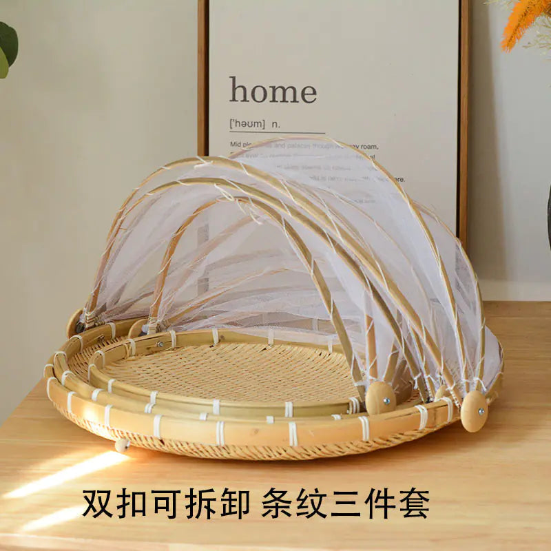 Bamboo Food Cover and Drain Basket for Kitchen Use