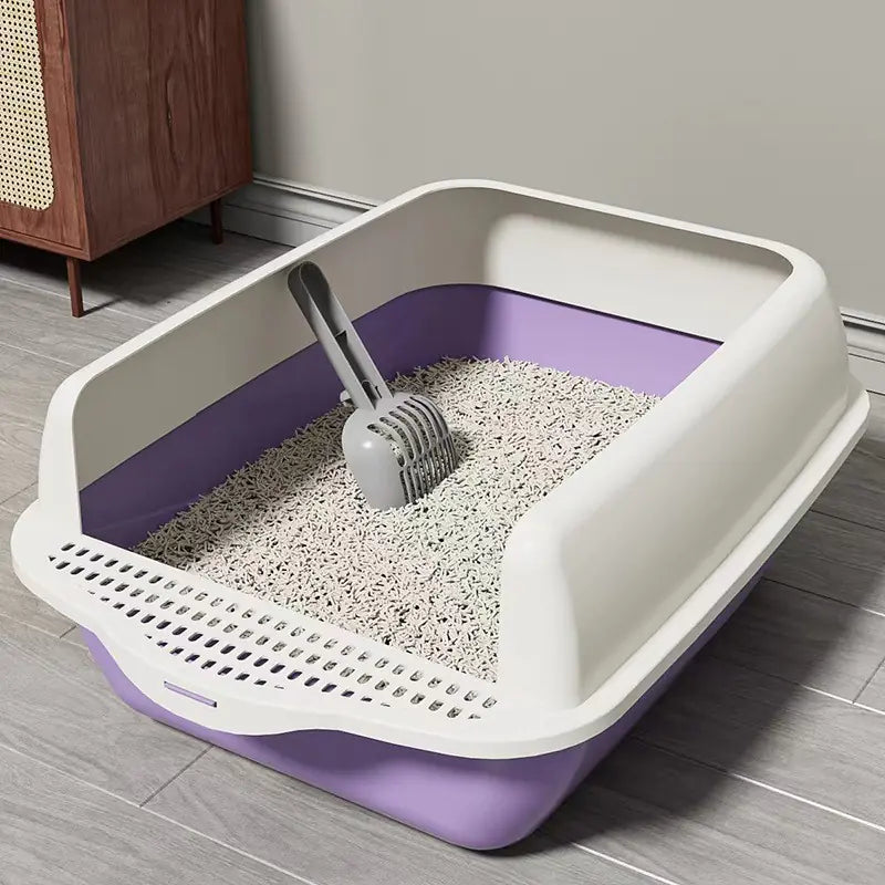 Large Semi-Enclosed Cat Litter Box with Removable Parts