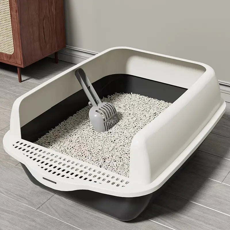 Large Semi-Enclosed Cat Litter Box with Removable Parts
