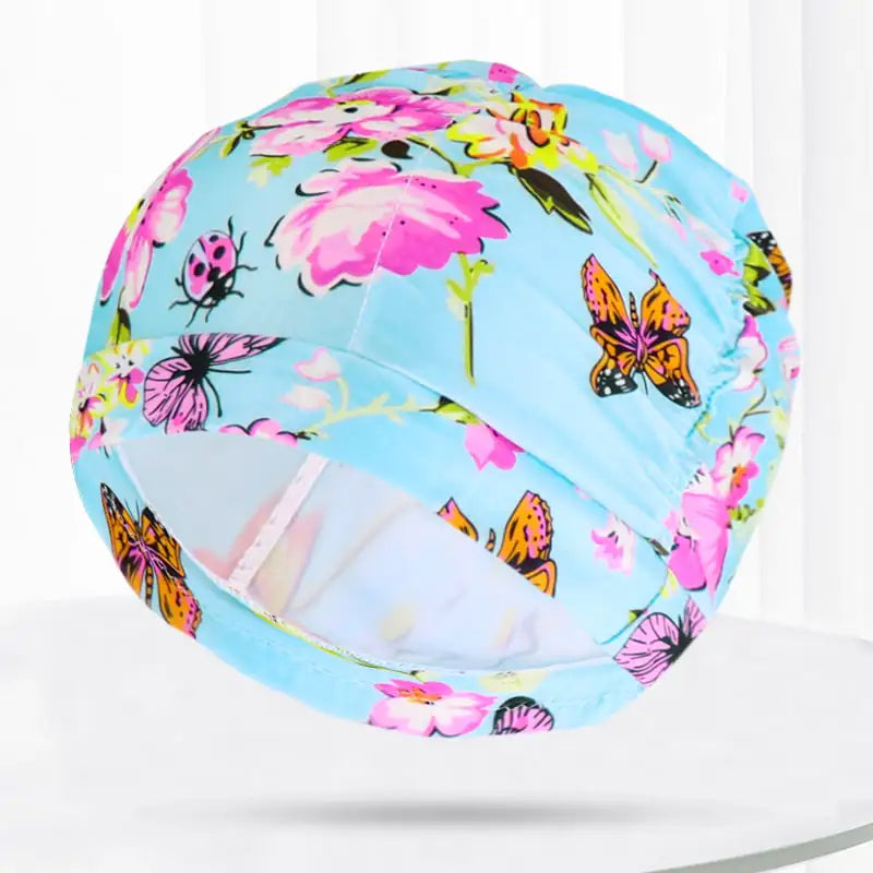 Pleated Swim Cap for Adults - Cute Print & Solid Color