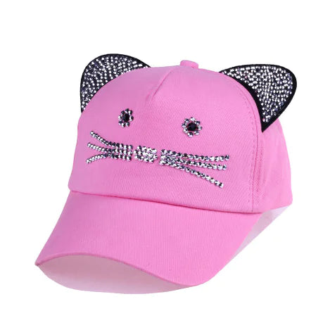 Spring Summer Denim Baseball Cap with Cat Ears