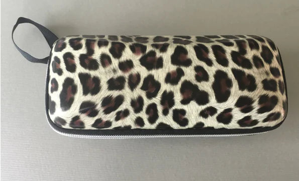 Square Colorful Sunglasses Case with Zipper (Leopard Print)
