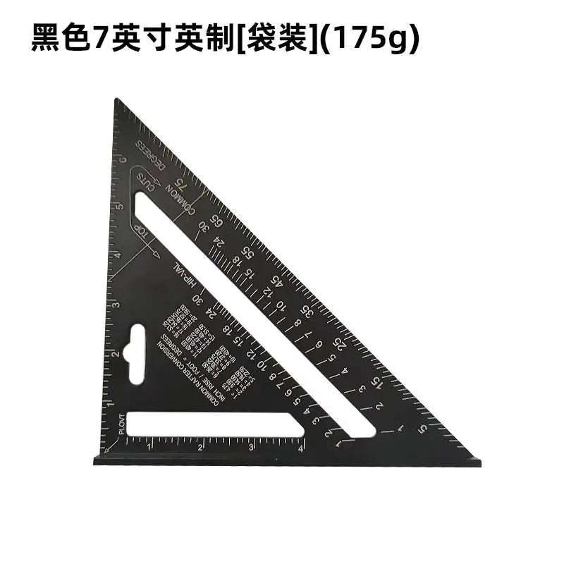 7-Inch Aluminum Metric Angle Ruler with Black Finish