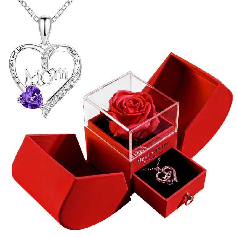 Amazon Preserved Flower Jewelry Box with Necklace