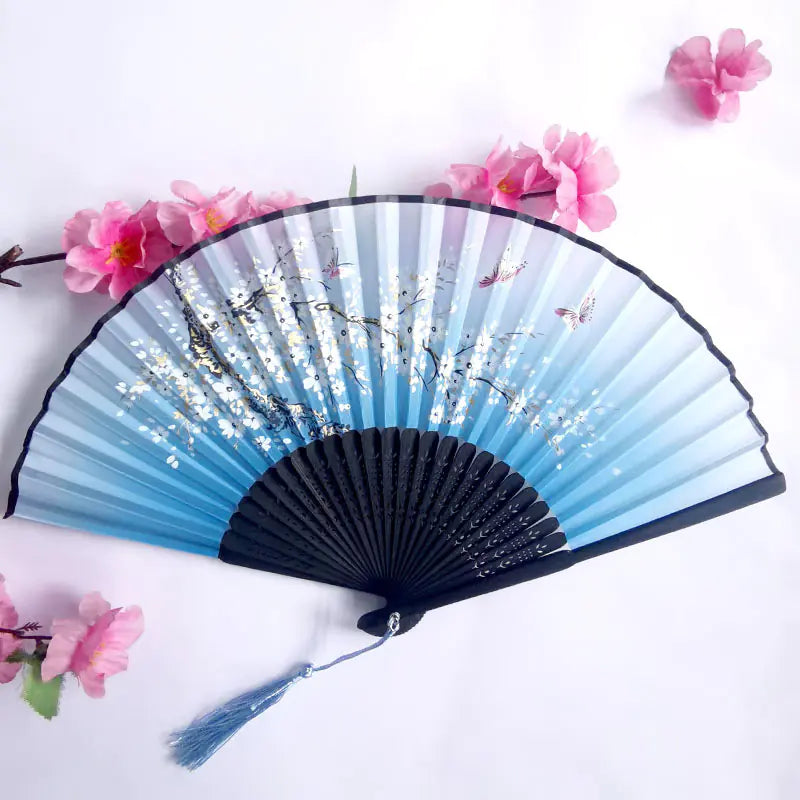 Traditional Chinese Women's Folding Bamboo Silk Fan