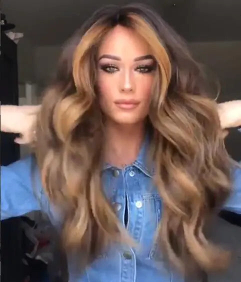 Long Wavy Middle Part Synthetic Hair Wig