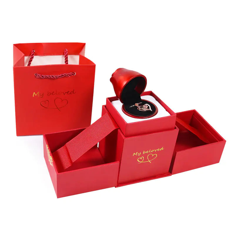 Creative Metal Rose Jewelry Box for Rings & Necklaces