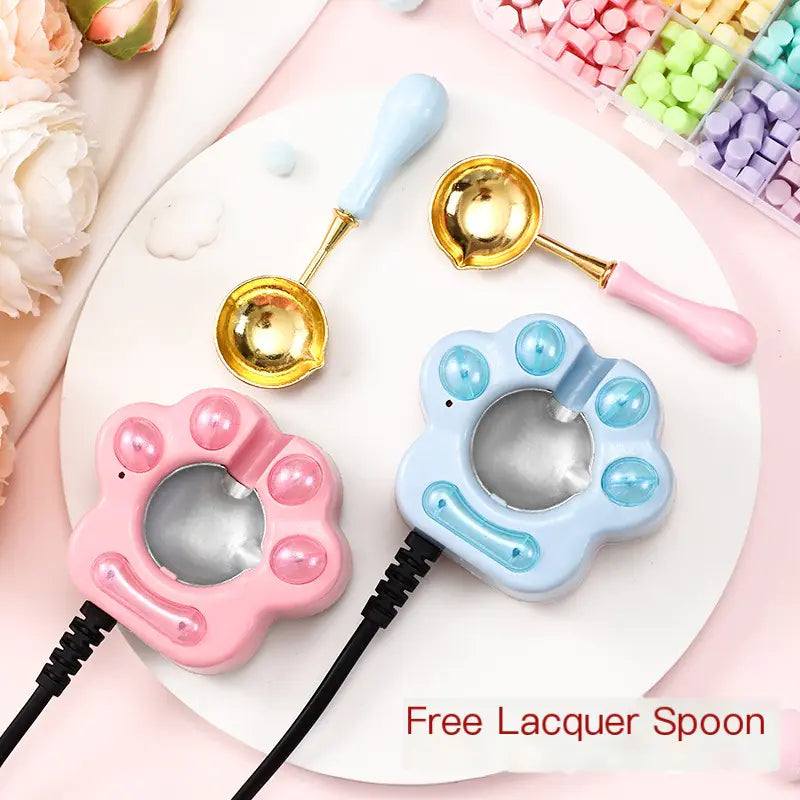 Vintage Wax Seal Kit with Cat Paw Melting Pot (Pink)