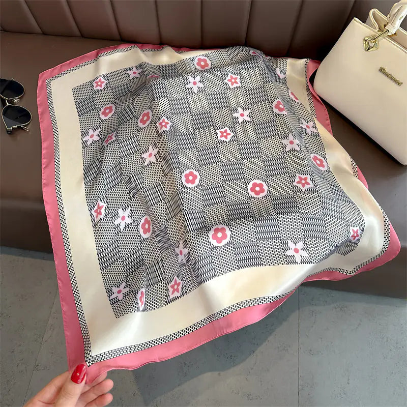 Luxury Floral Letter Scarf 70cm Silk for Professionals