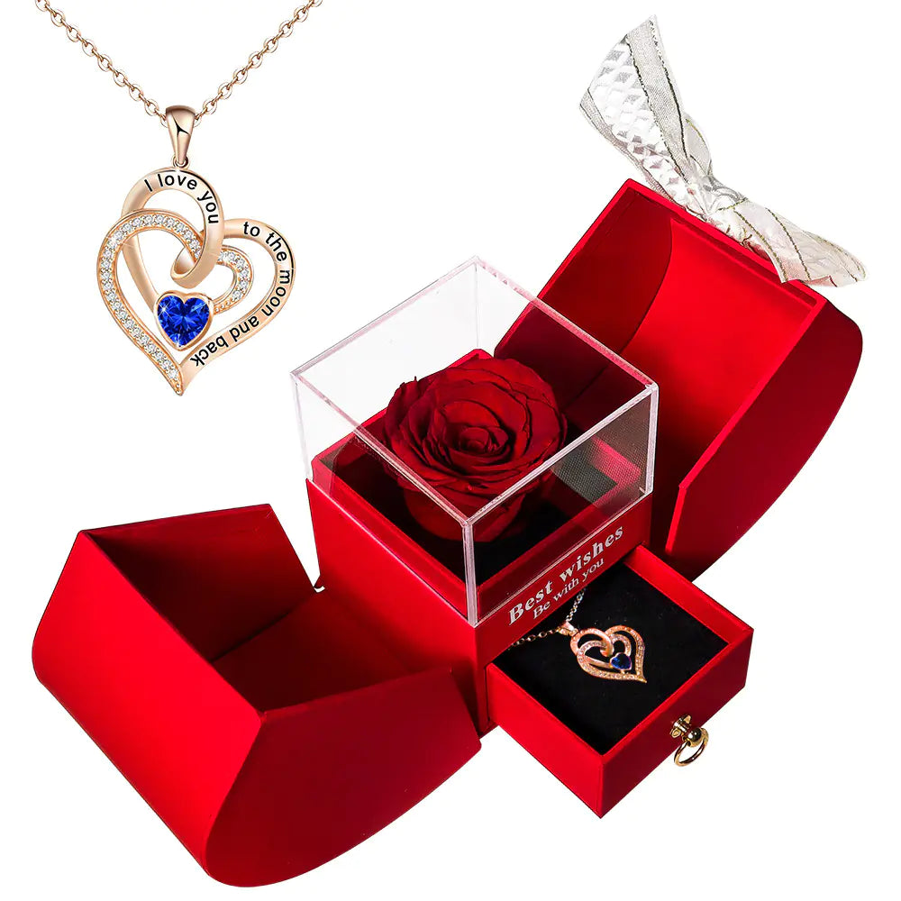 Amazon Preserved Flower Jewelry Box with Necklace