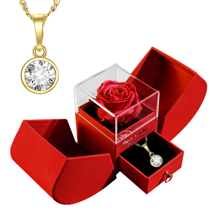 Amazon Preserved Flower Jewelry Box with Necklace