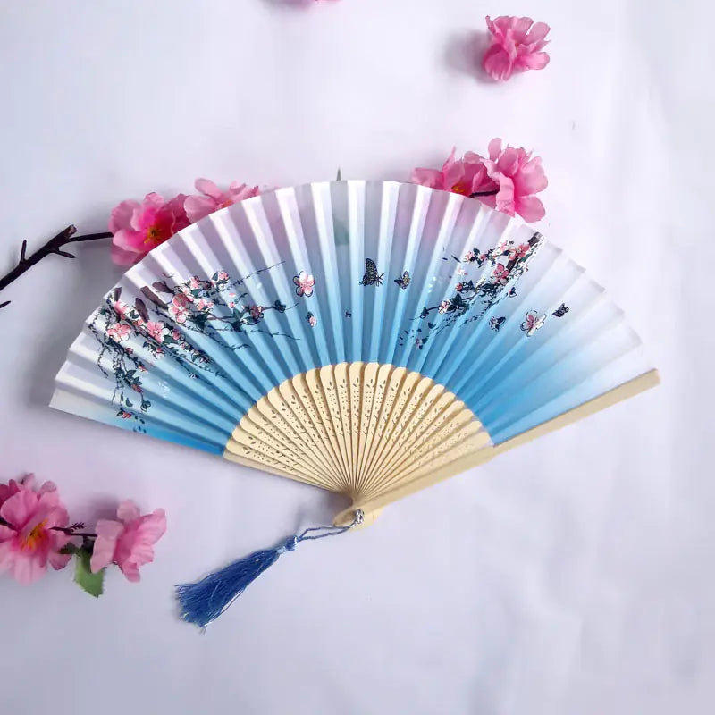 Traditional Chinese Women's Folding Bamboo Silk Fan