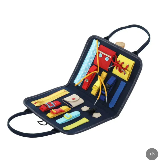 Montessori Busy Board for Toddlers – Felt Dressing & Life Skills Toy