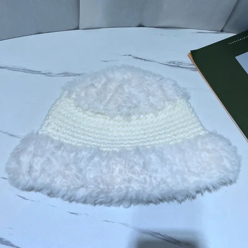 Korean Plush Fisherman Hat with Japanese Knitting Wool