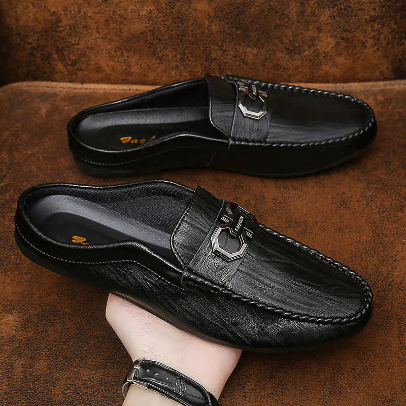 Men's Half-Wrapped Slip-On Closed Toe Leather Loafers
