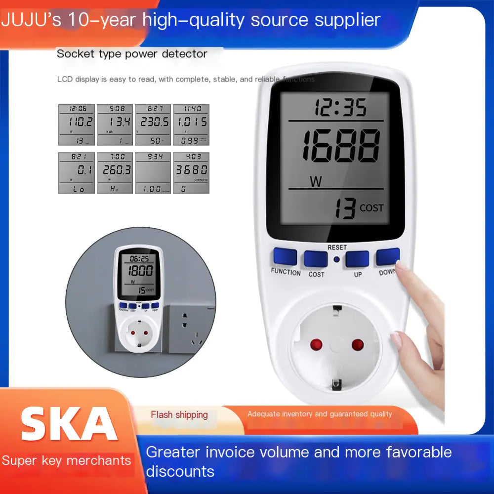 EU Standard Smart Power Metering Socket and Monitor