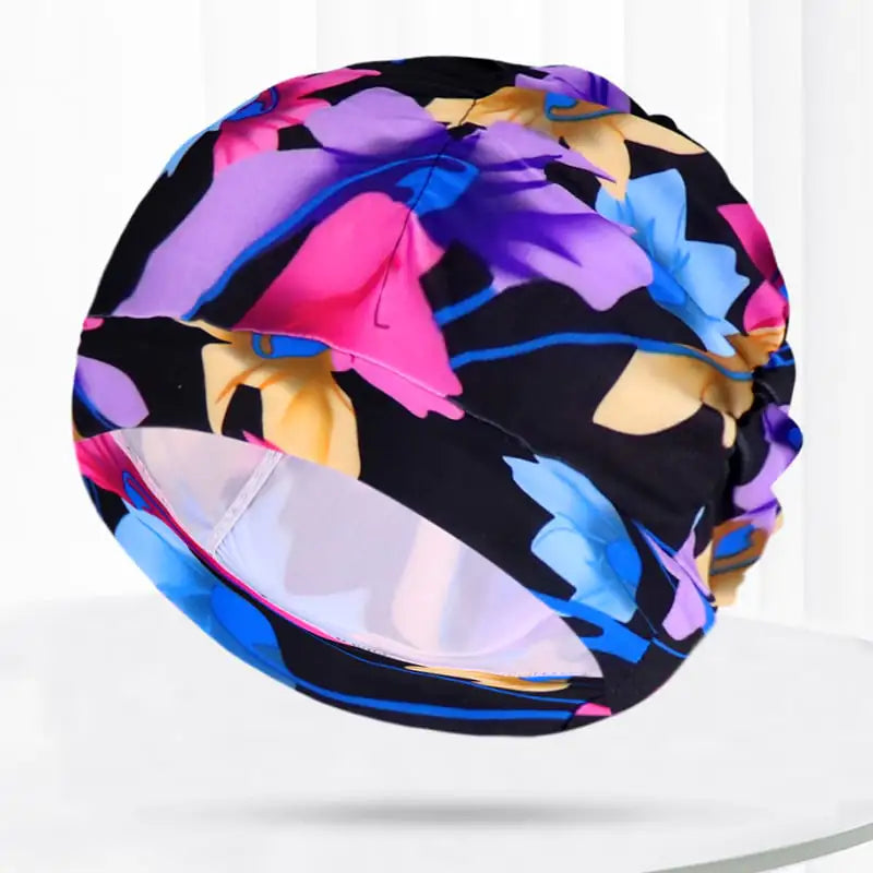 Pleated Swim Cap for Adults - Cute Print & Solid Color