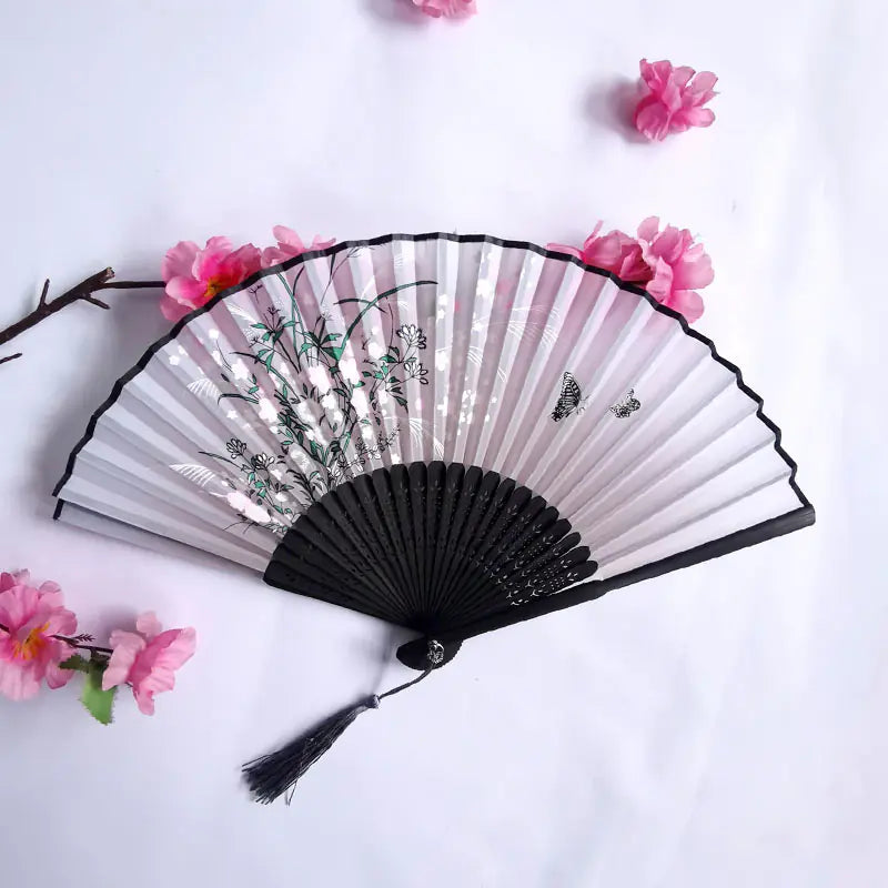 Traditional Chinese Women's Folding Bamboo Silk Fan