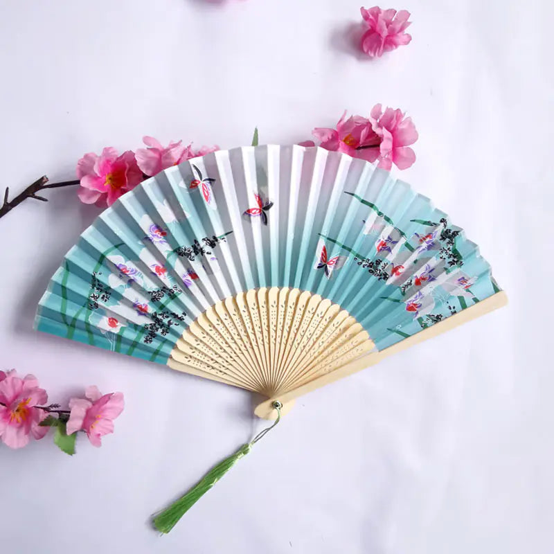 Traditional Chinese Women's Folding Bamboo Silk Fan
