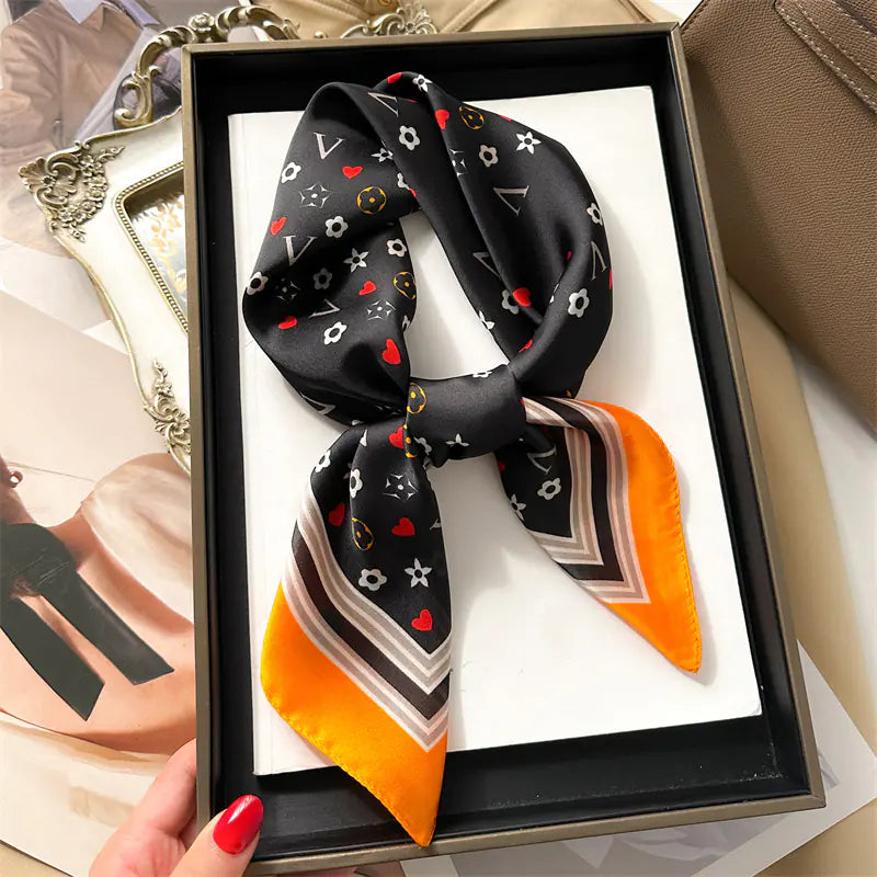 Luxury Floral Letter Scarf 70cm Silk for Professionals