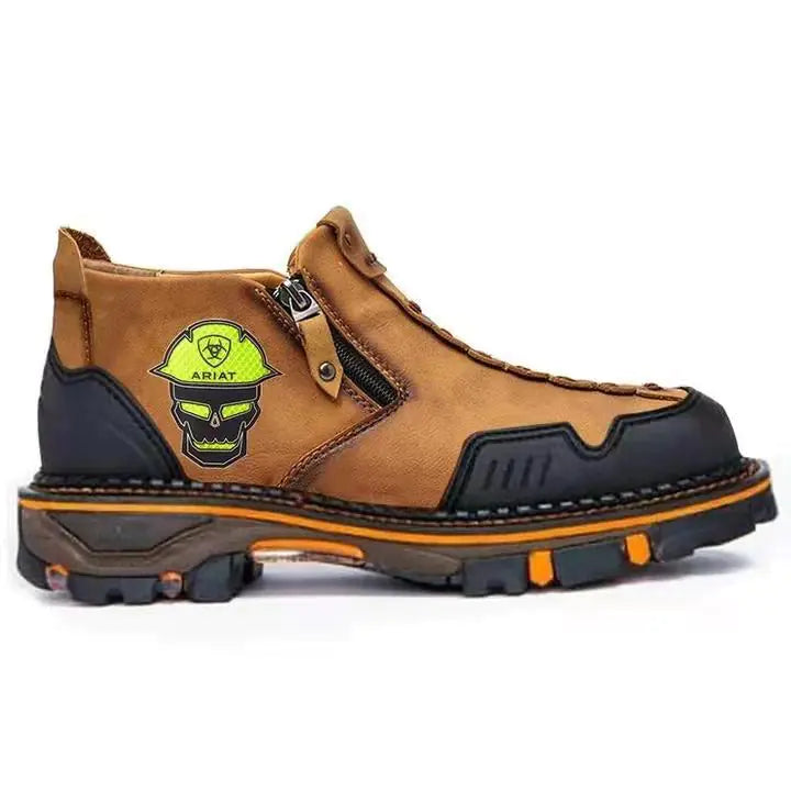 Men's Short Boots with Halloween Skull Design