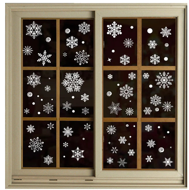 Christmas Static Window Stickers - Snowflakes & Santa Decor