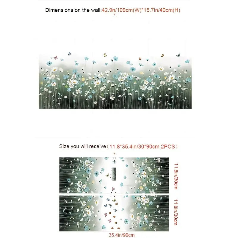 Decorative Flower Wall Sticker with Butterfly Decals