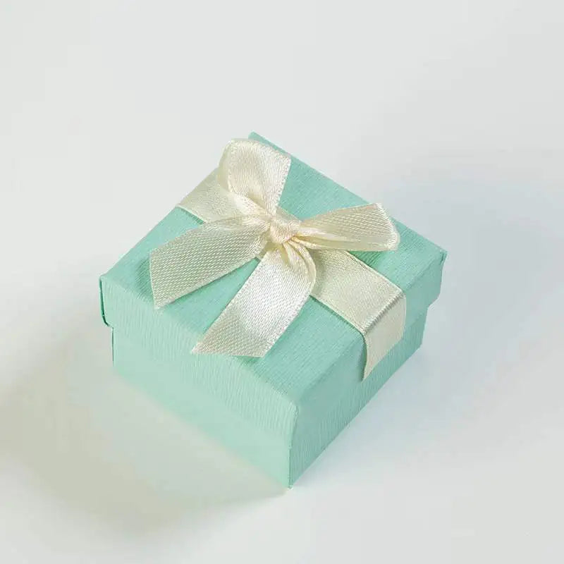 Light Blue Ribbon Jewelry Box with Rose Gift Set