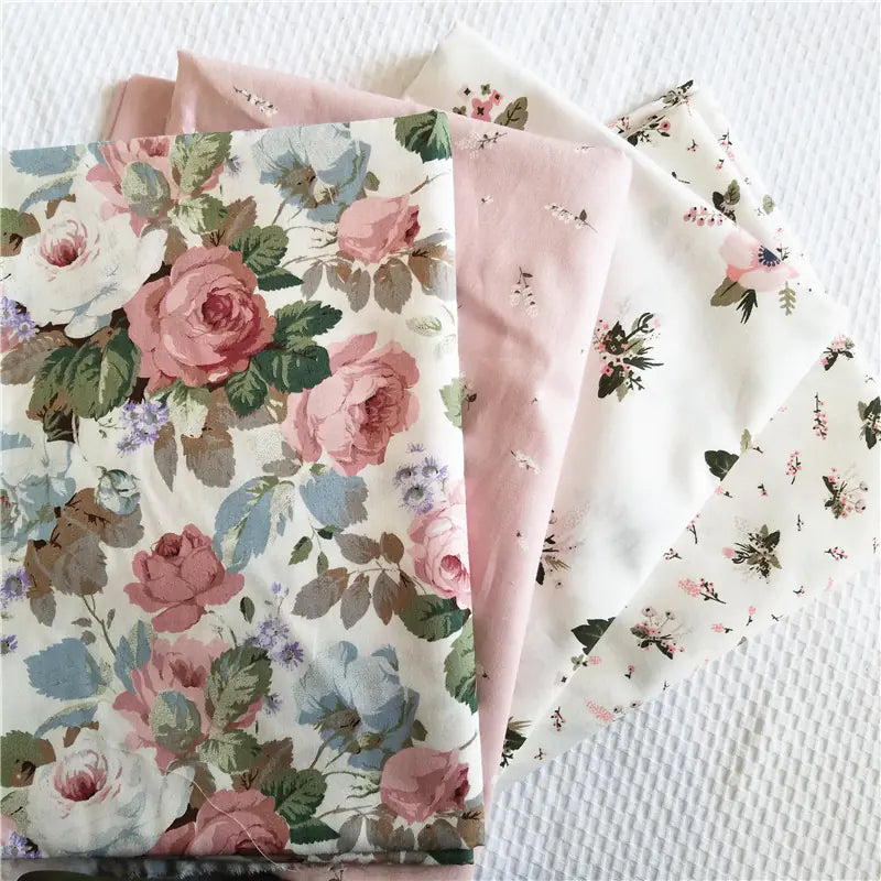 Pastoral Floral Twill Cotton Fabric for DIY Weaving