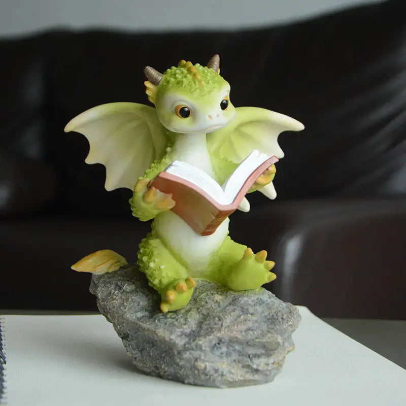 1 Unit Cartoon Dinosaur Resin Reading Book Decor