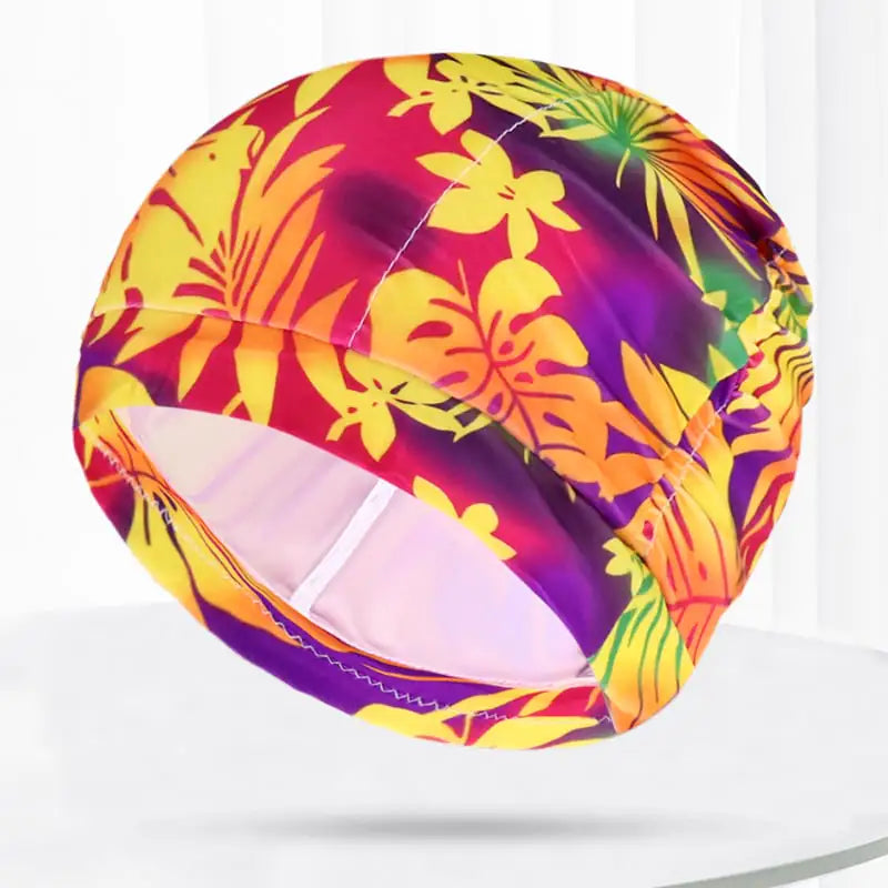 Pleated Swim Cap for Adults - Cute Print & Solid Color