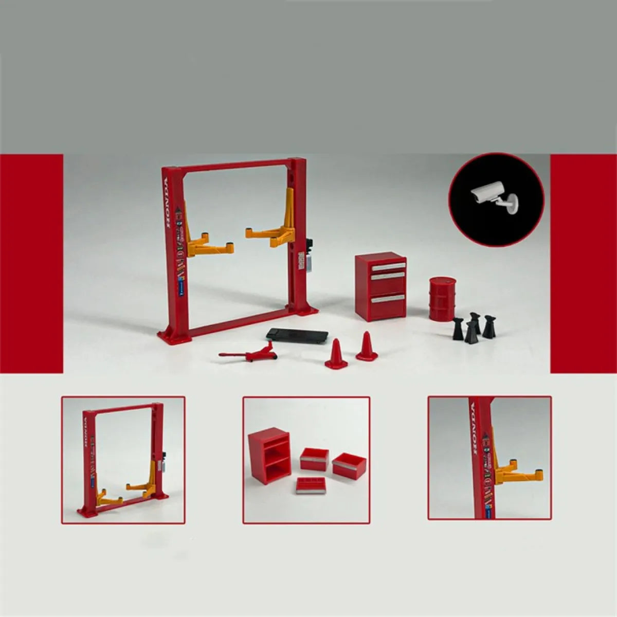 Scene model of garage with lights