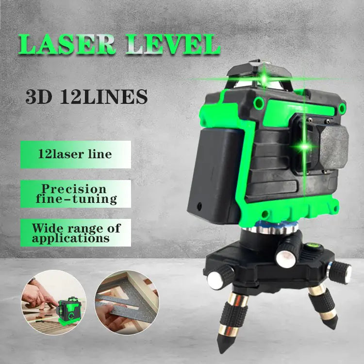 12-Line Green Laser Level with Auto Leveling 3D
