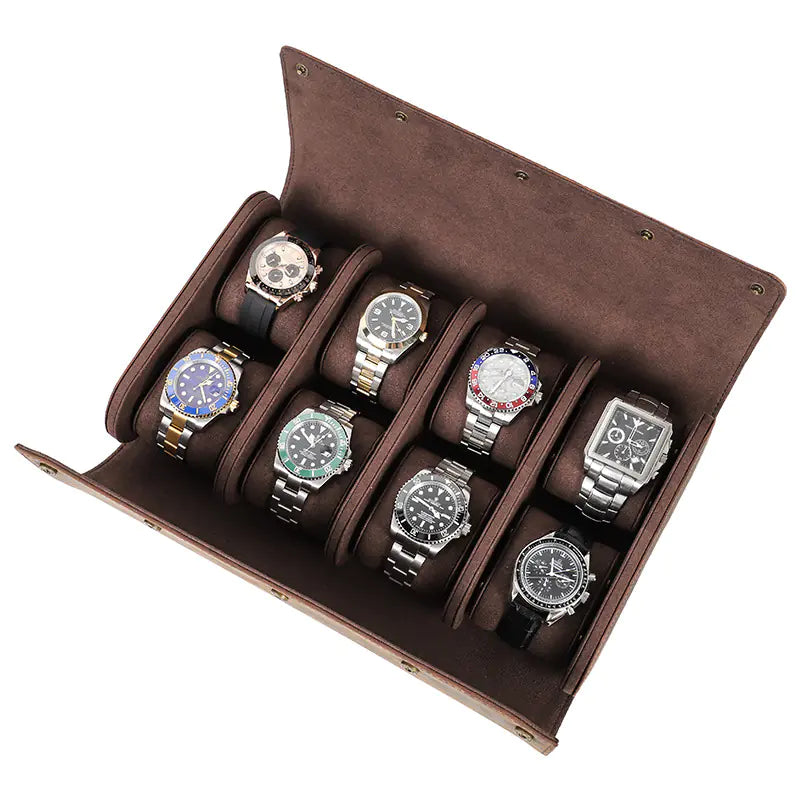 Vintage Crazy Horse Leather Watch Storage Box (8 Slots)