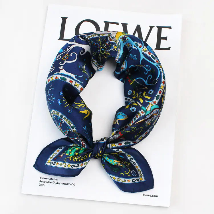 Floral Butterfly Korean Style Silk Scarf for Women