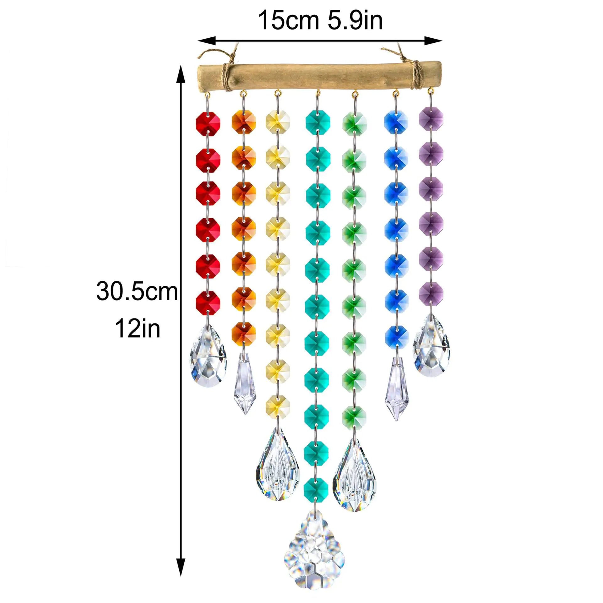 Dreamy Crystal Wind Chime with Irregular Wooden Sticks