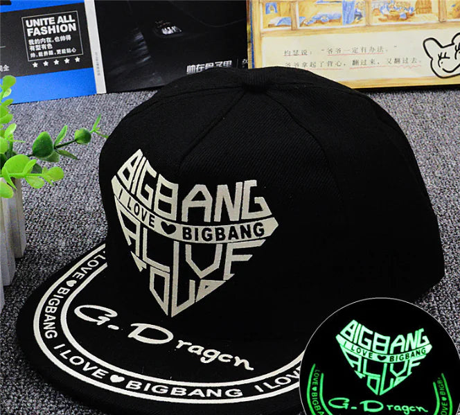Glow-in-the-Dark Lettering Baseball Cap for Hip Hop