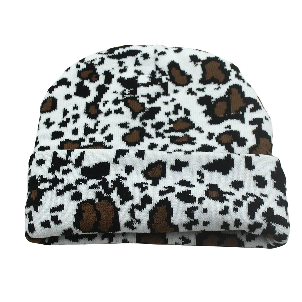 Winter Warm Cow Pattern Knitted Hat for Men and Women
