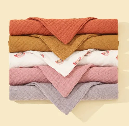 5-Pack Soft Cotton Triangle Baby Bibs with Snap Buttons