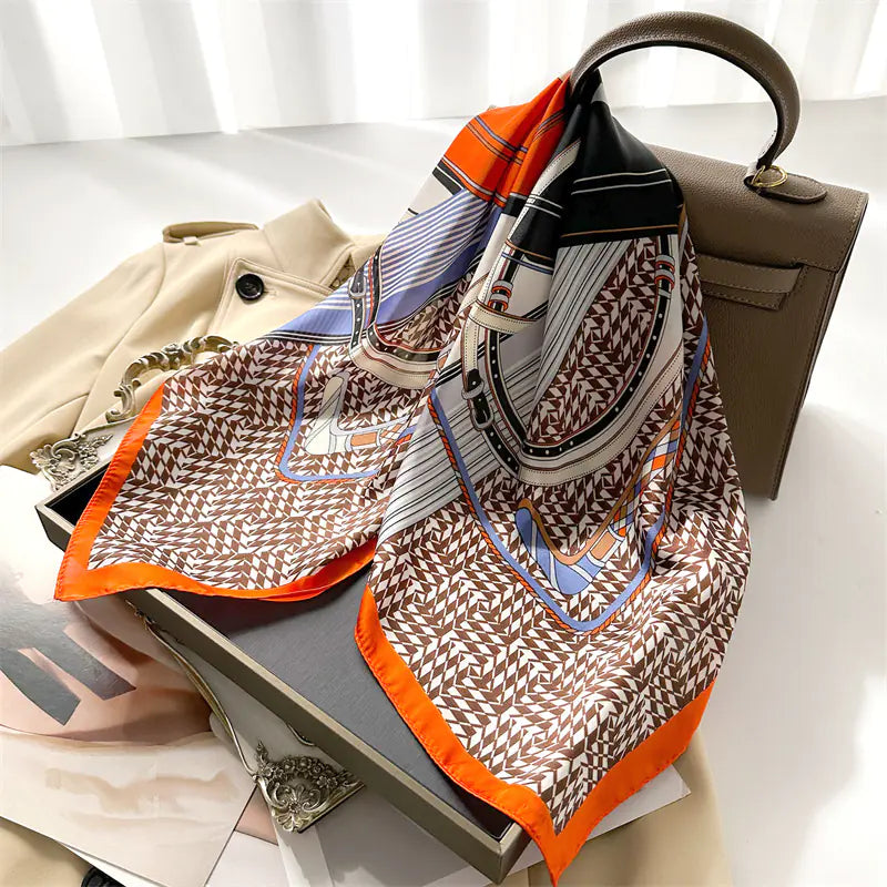 Luxury Floral Letter Scarf 70cm Silk for Professionals