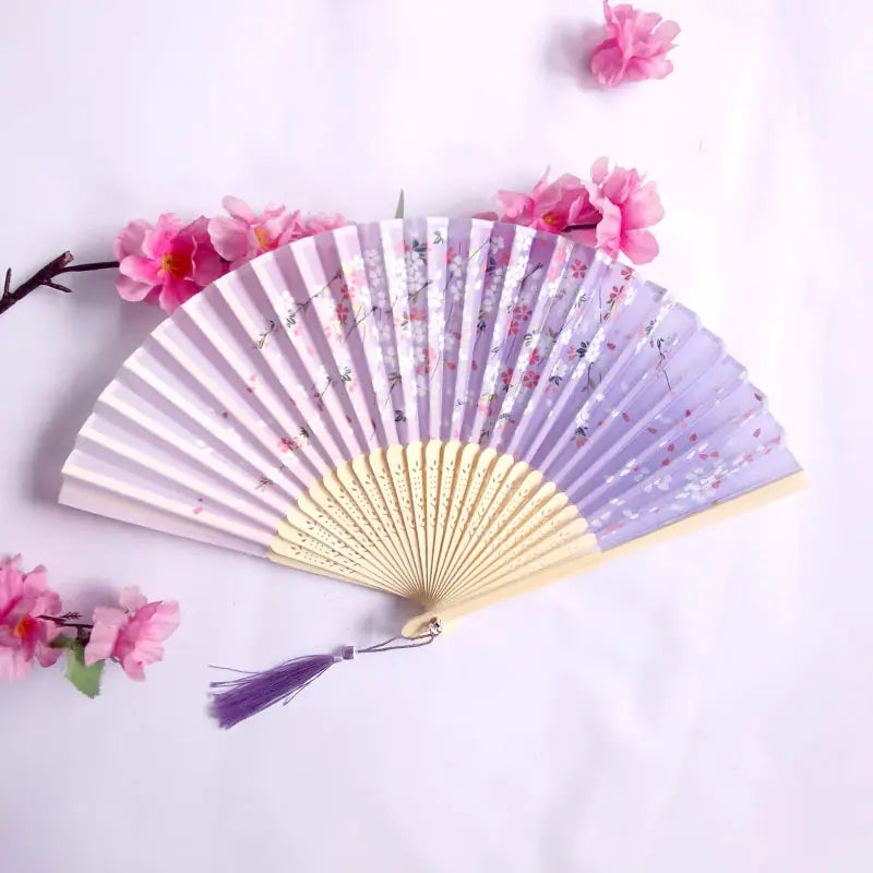 Traditional Chinese Women's Folding Bamboo Silk Fan