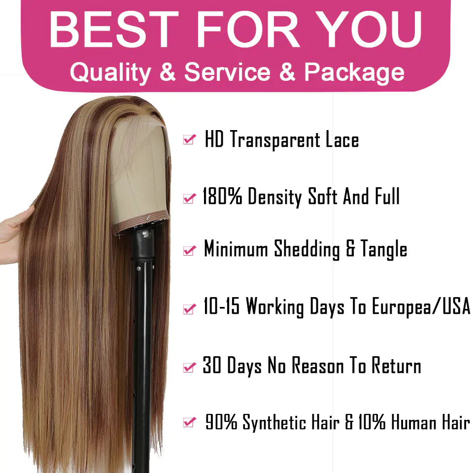 Dyed Gradient Long Straight Hair for European and American Styles