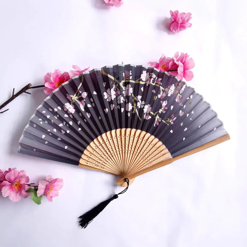 Traditional Chinese Women's Folding Bamboo Silk Fan