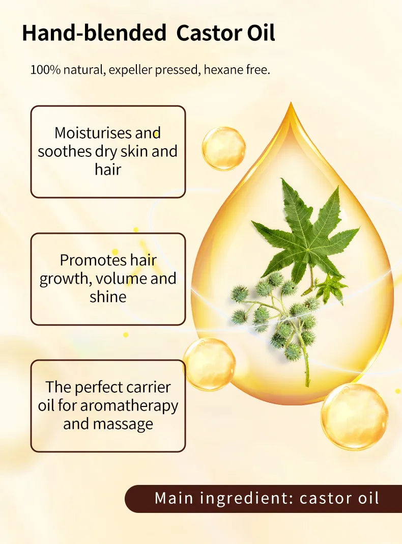 Hair Eyelash Eyebrow Castor Oil - 16 Oz / 473ml Cold Pressed