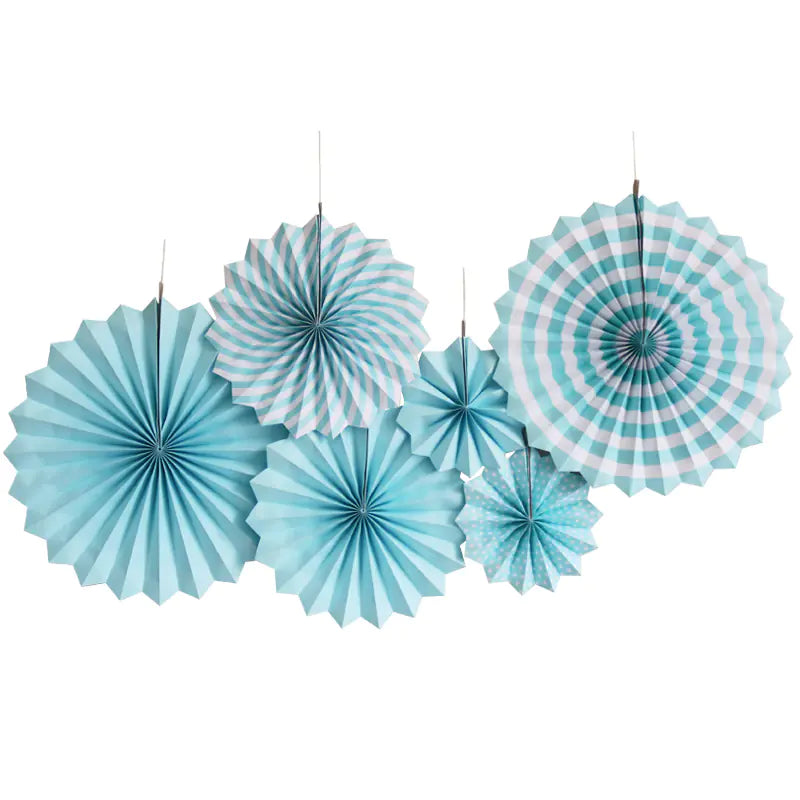 6PCS Paper Flower Fan Decoration Set for Events