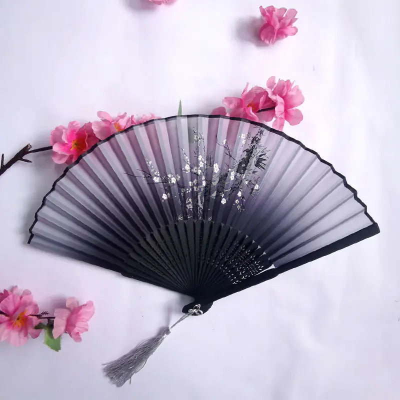 Traditional Chinese Women's Folding Bamboo Silk Fan