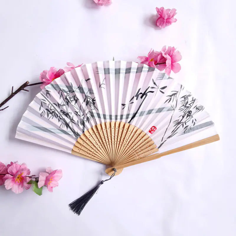 Traditional Chinese Women's Folding Bamboo Silk Fan